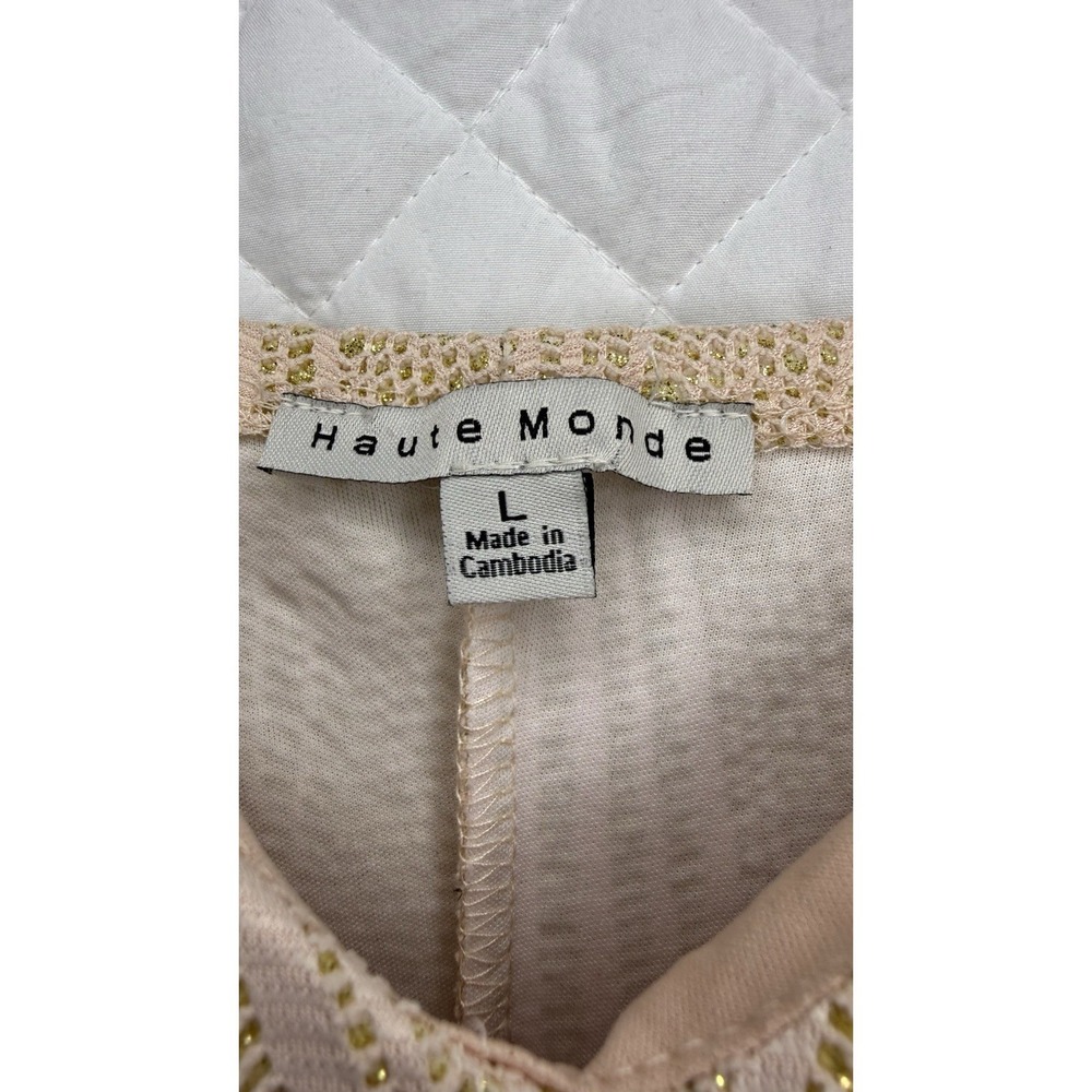 NWT Haute Monde Geometric Nude Gold Metallic Bodycon Dress Size L Art Deco Style - Picture 6 of 16
